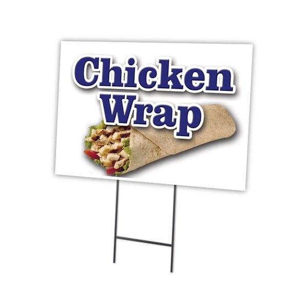 Chicken Wrap Yard Sign & Stake outdoor plastic coroplast window, C-1216-DS-Chicken Wrap